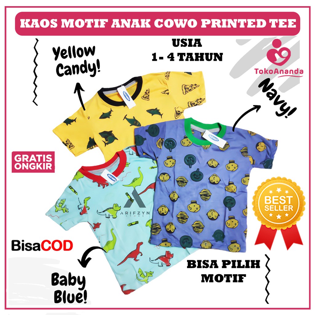 KAOS PRINTED ANAK / KAOS PRINT ANAK / KAOS ANAK PRINTED TEE / KAOS PRINTED TEE ANAK / BAJU KAOS ANAK