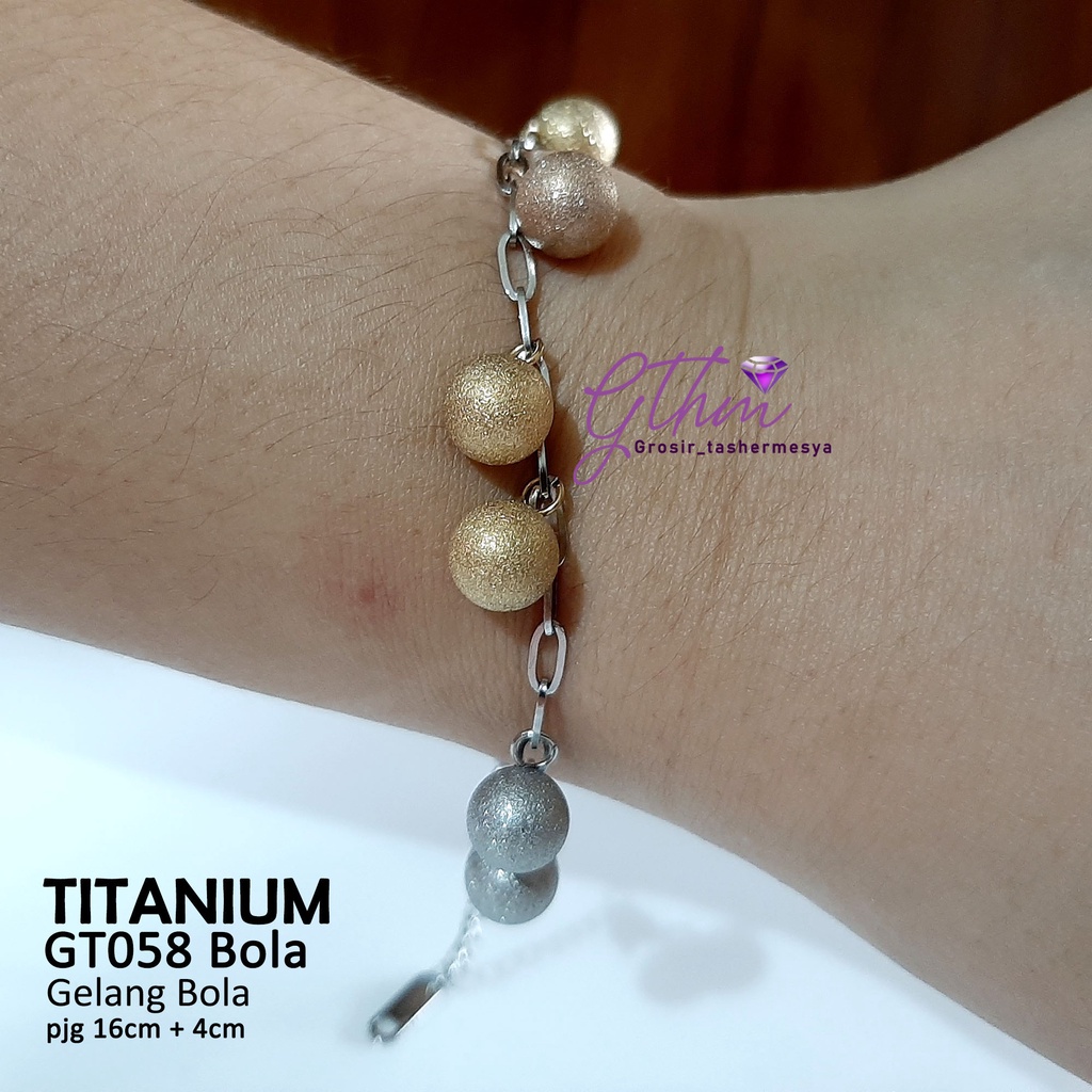 Gelang Wanita Titanium Stainless Steel Bola Kombinasi Perhiasan Fashion Import kualitas Premium gt058