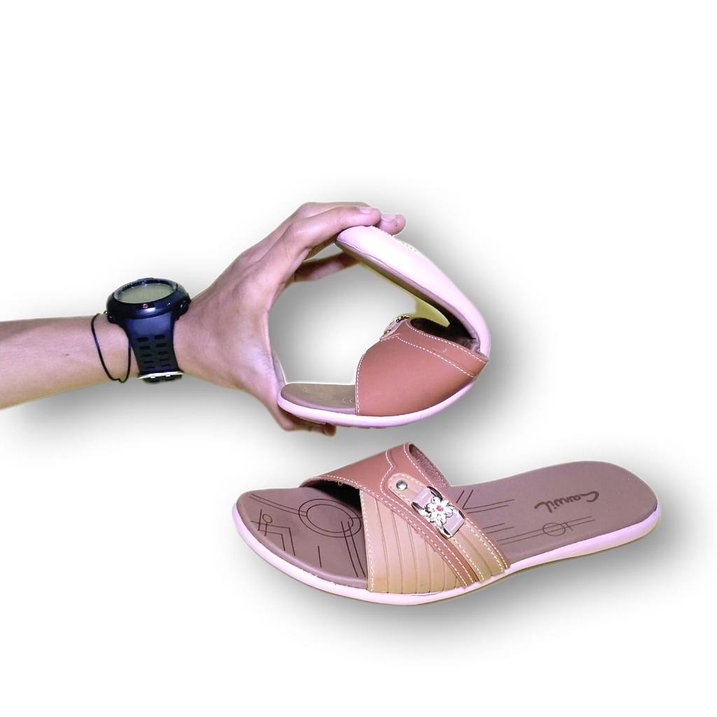 Sandal Wanita Trendy Slop  slip-on Simple Sandal Slop Wanita Sandal Cewek Sandal Turki Terbaru Kekinian Sandal Flat Murah Sendal cewek Perempuan Ukuran 36 37 38 39 40