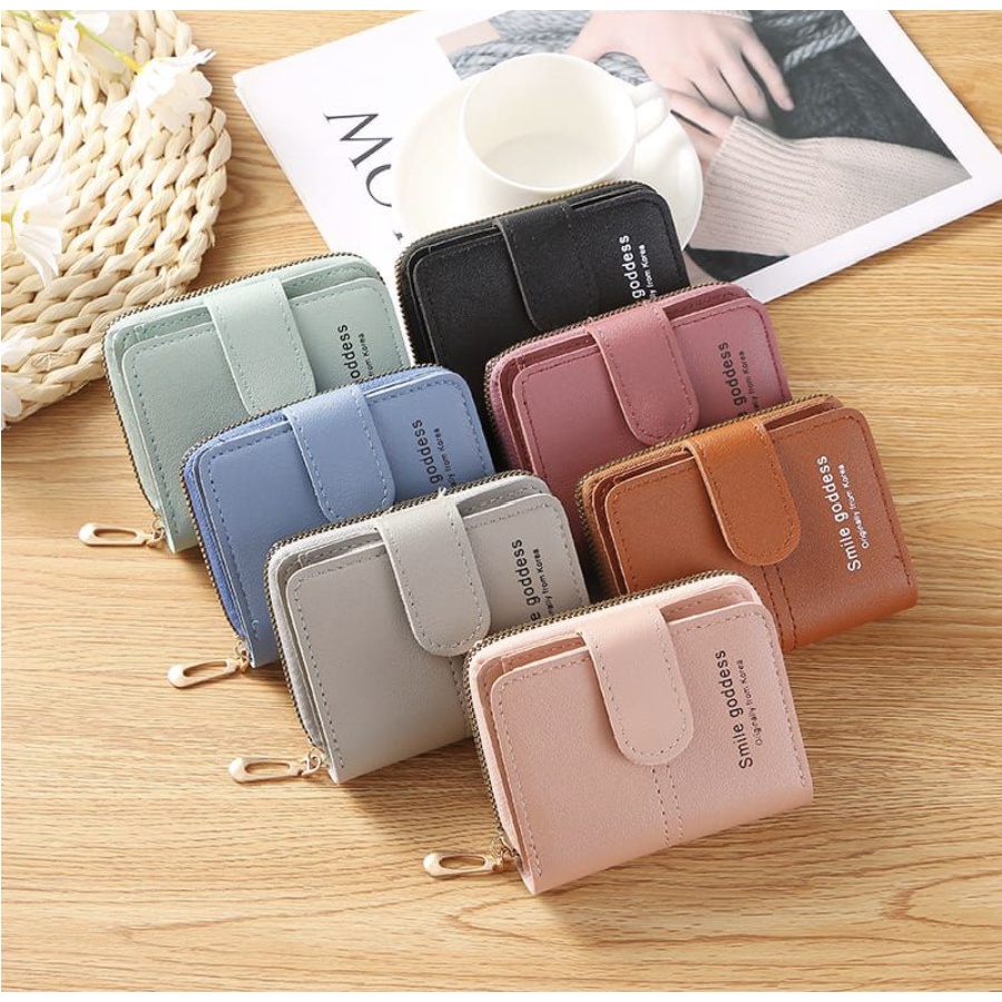 Dompet Lipat Dompet Compact Wanita Import Korean Style dengan slot koin