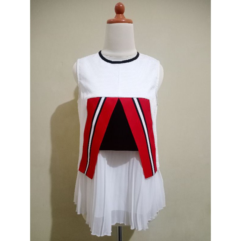Preloved Blouse Putih Kombinasi Plisket