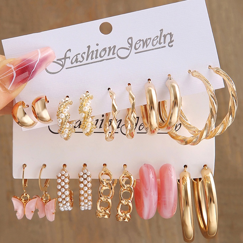 Set Anting Hoop Desain Hati Butterfly Duck Drop Warna-Warni Untuk Wanita