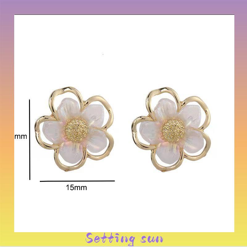 COD✨Anting Korea Simple Retro Anting Jepit Super Fairy Double Layer Flower Earrings Wanita Anting Fashion Pribadi TN