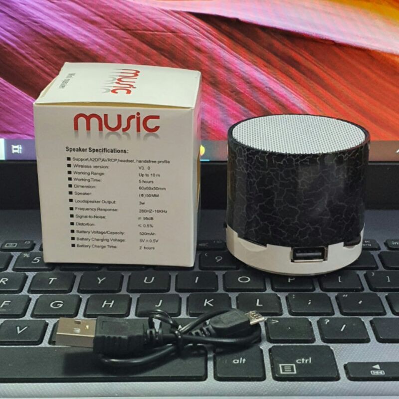 Speaker Bluetooth Model Kaca Retak / Portable Speker Mini Music Box LED S10 Lampu disco Kedap Kedip