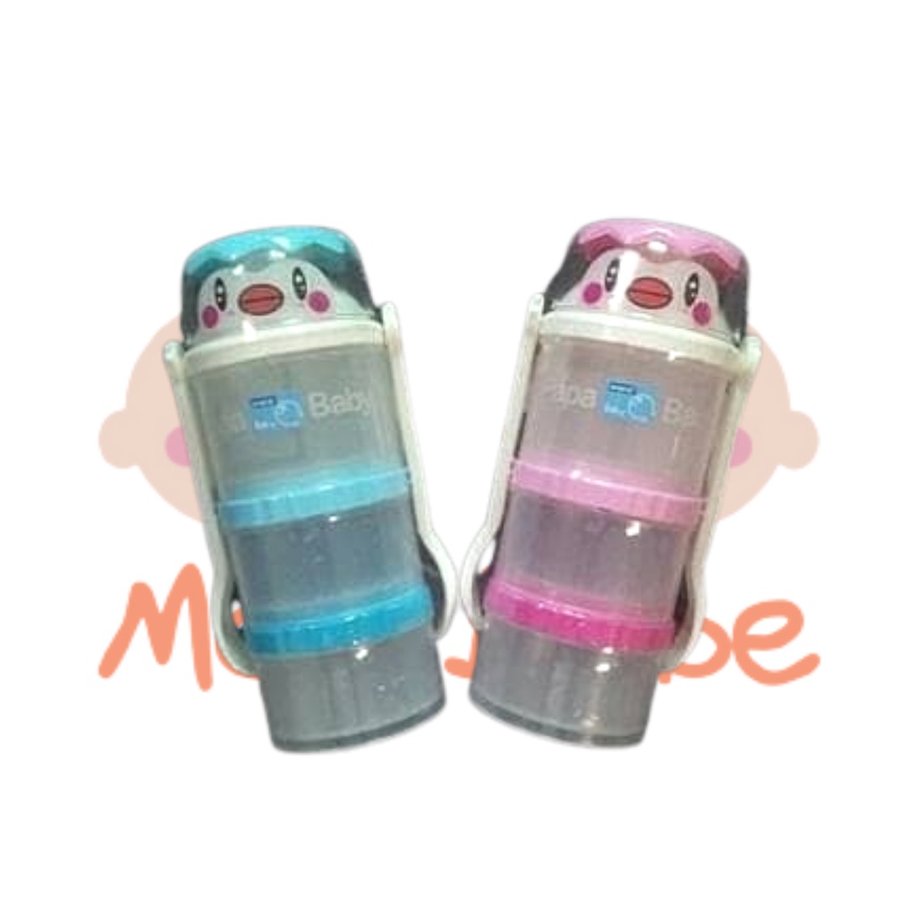 Papa Baby Milk Powder Container Tempat Susu Bubuk + Sendok Garpu 3 Susun