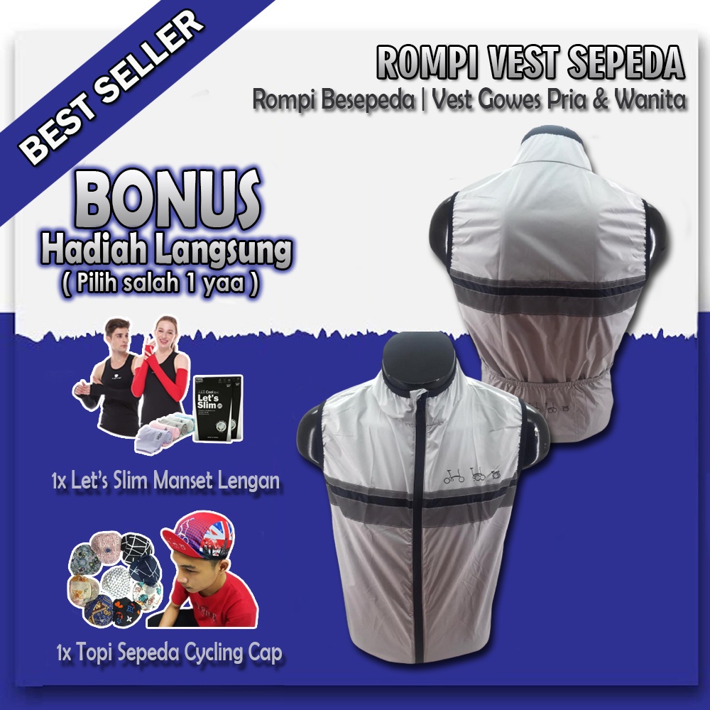 Rompi Pria Wanita Jaket Sepeda Lipat Gowes Vest Windbreaker Gilet