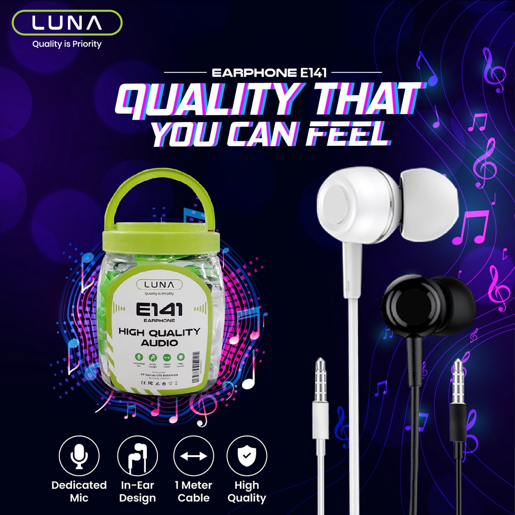 Earphone LUNA E141 Jar Isi 30pcs