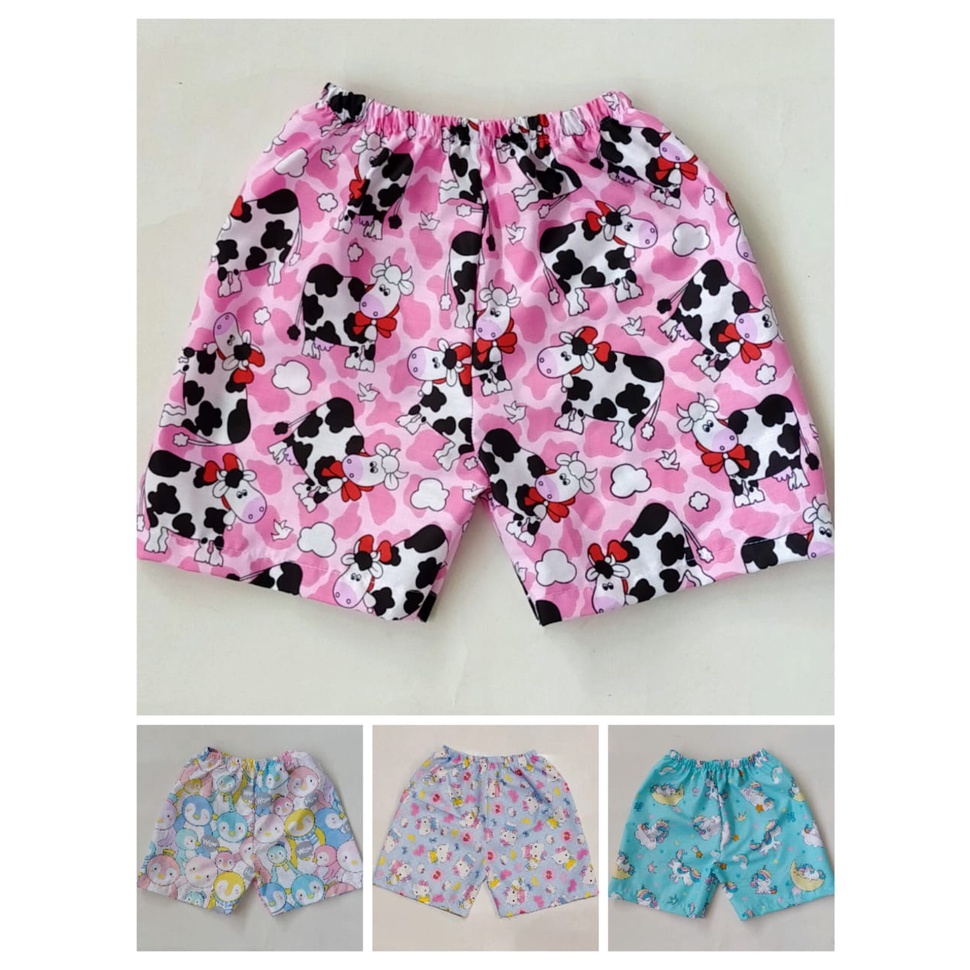 Celana pendek anak cewek motif 1-7 tahun