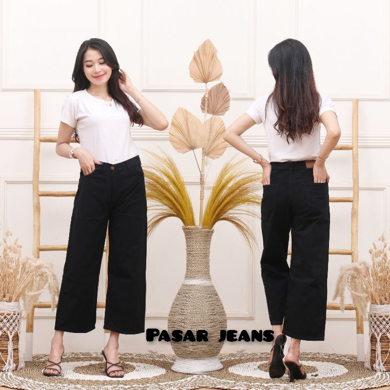 HIGHWAIST KULOT JEANS WANITA LOOSE CELANA KULOT WANITA KULOT OOTD HIJAB KULOT KOREAN CELANA BOY FRIE
