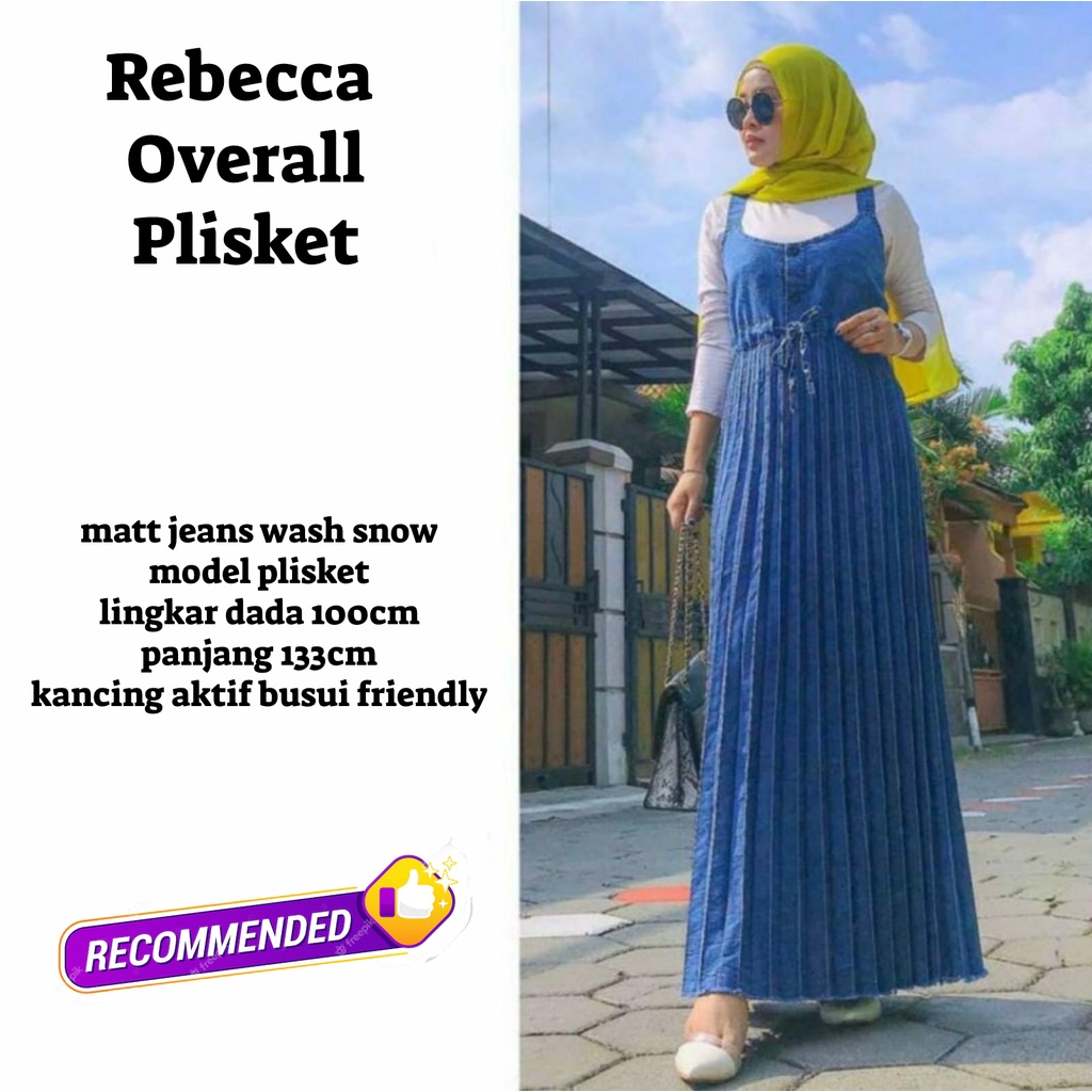 Rebecca Overall Jeans Snow Kancing Depan Aktif Tali Pinggang Overal Rok Tanpa Inner Model Plisket Mo