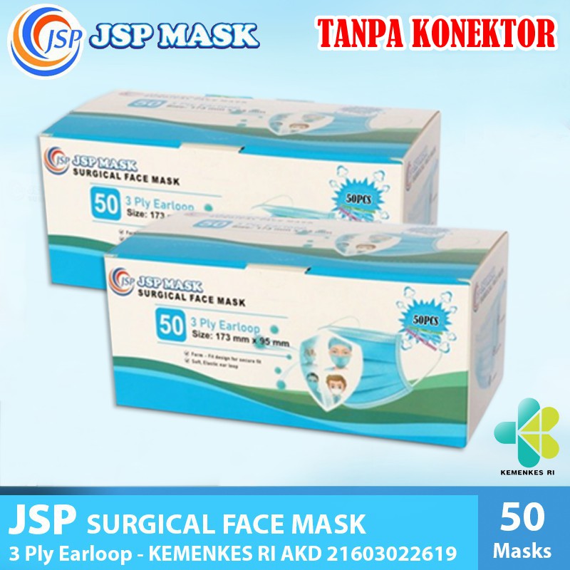 Masker Surgical 3Ply Masker JSP MASK Masker Earloop isi 50PCS Masker Warna Disposible Mask