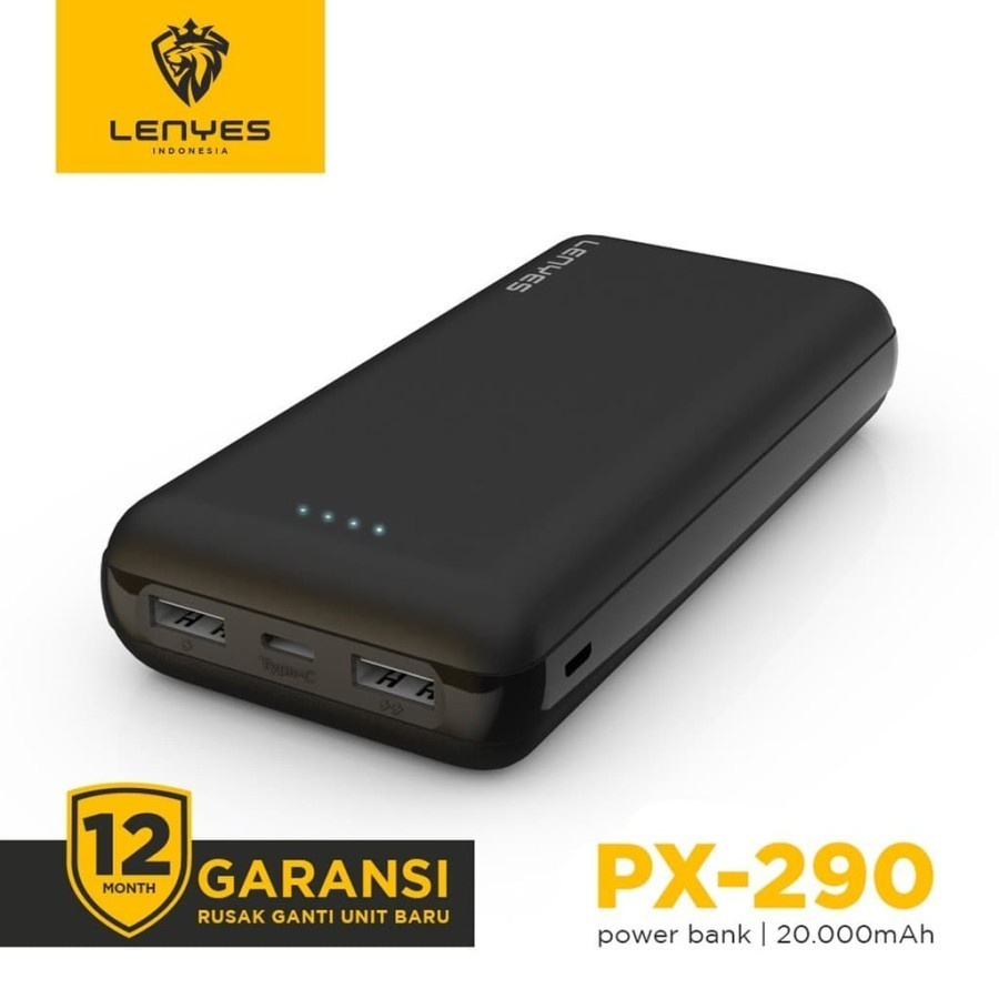 Original Power Bank LENYES PX290 20000 mah 2 usb portable 1 Usb Type C high real capacity