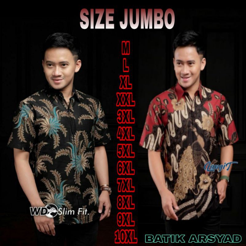 HEM BATIK PRIA JUMBO LENGAN PENDEK M L XL XXL 3XL 4XL 5XL 6XL 7XL