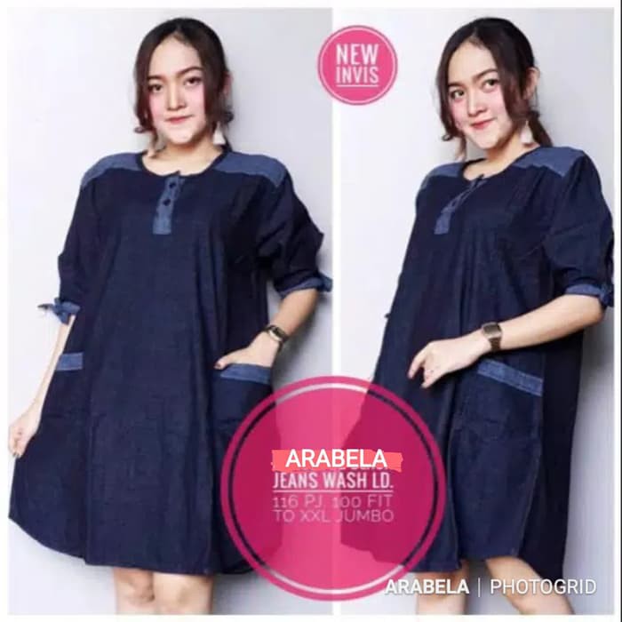 MR DRESS PENDEK JEANS BAJU HAMIL WANITA DENIM JEANS IMPORT JUMBO BIG SIZE