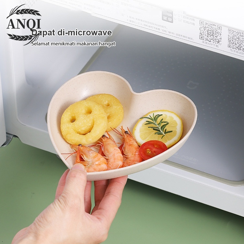 ANQI 1888 Dinner Plate Piring Bulat Piring Makan Piring Bulat Wheat Straw Warna Warni Piring Berbentuk Hati VS-85