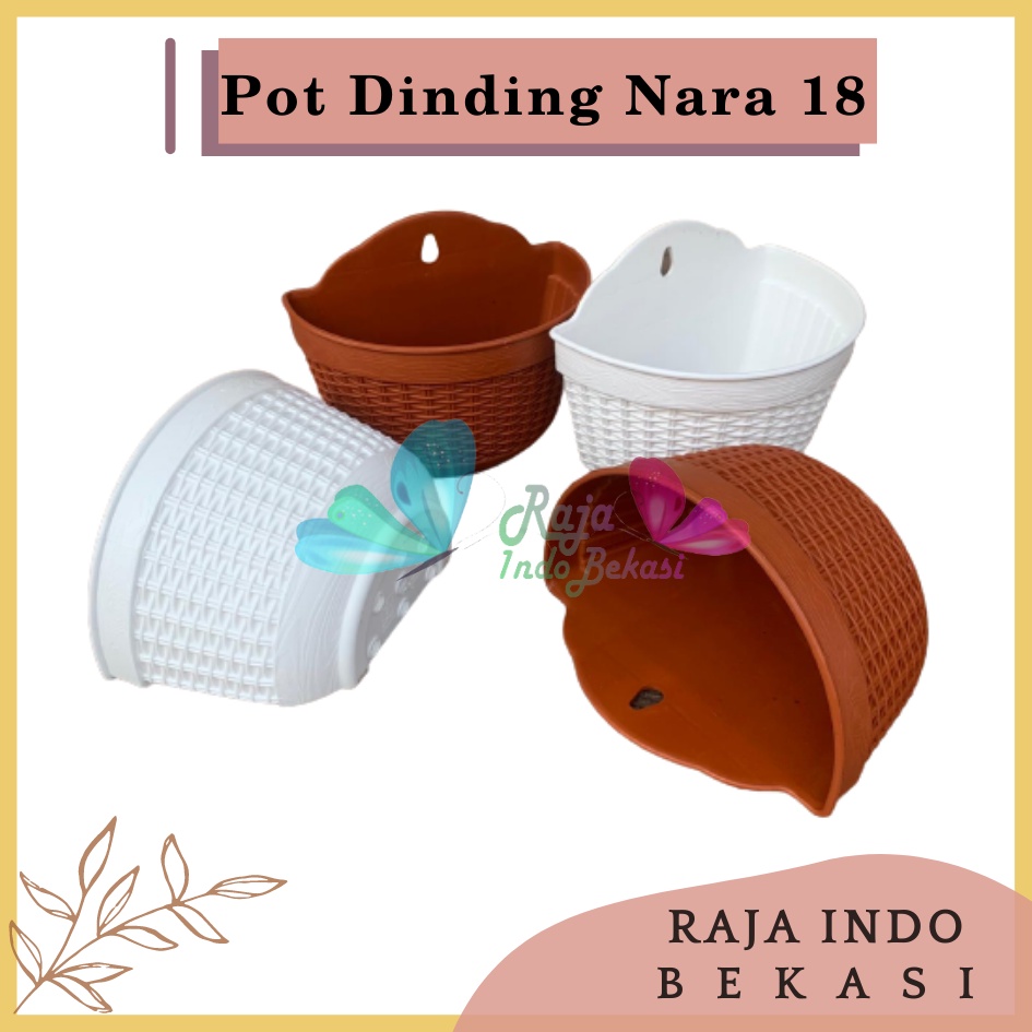 Pot Dinding Nara 18 Putih Merah Bata Merah Coklat Terracota Terracotta Pot Dinding Tempel Tempel Dekorasi Bunga Hias Unik Panjang Kecil Rotan Gantung Pagar Murah Grosir  Pot Dinding Tempel Anyam Nara CJP 18 &amp; 20