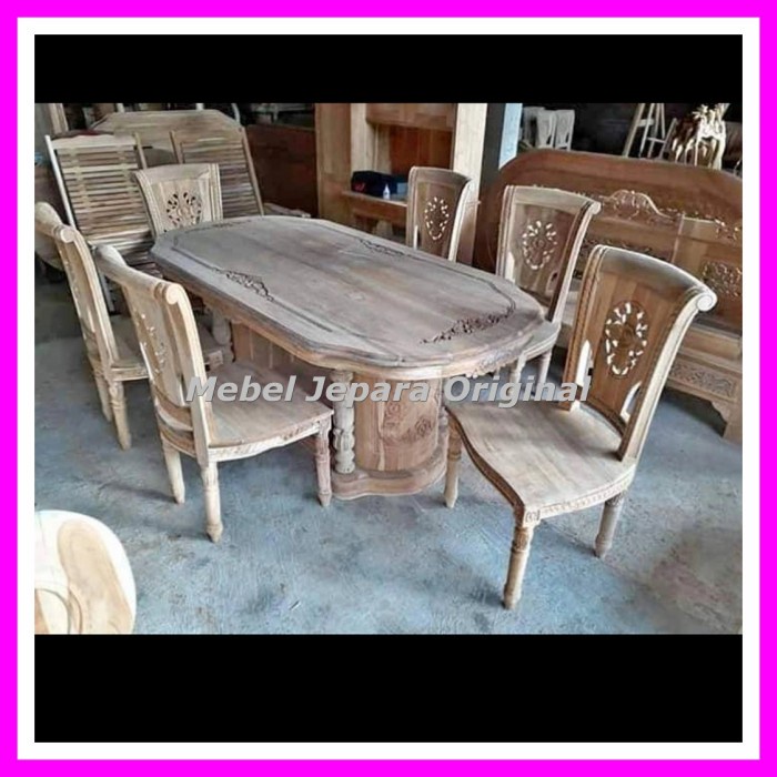Meja makan ganesa jati - Meja makan ukir mebel jati jepara Mentahan Original