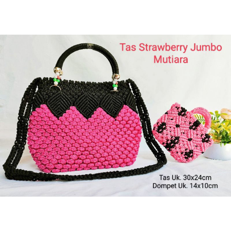 Tas Tali Kur Jumbo / Tas Handmade Tali Kur / Tas Tali Kur Motif Anggur / Tas Macrame HP / Tas Tas Ta