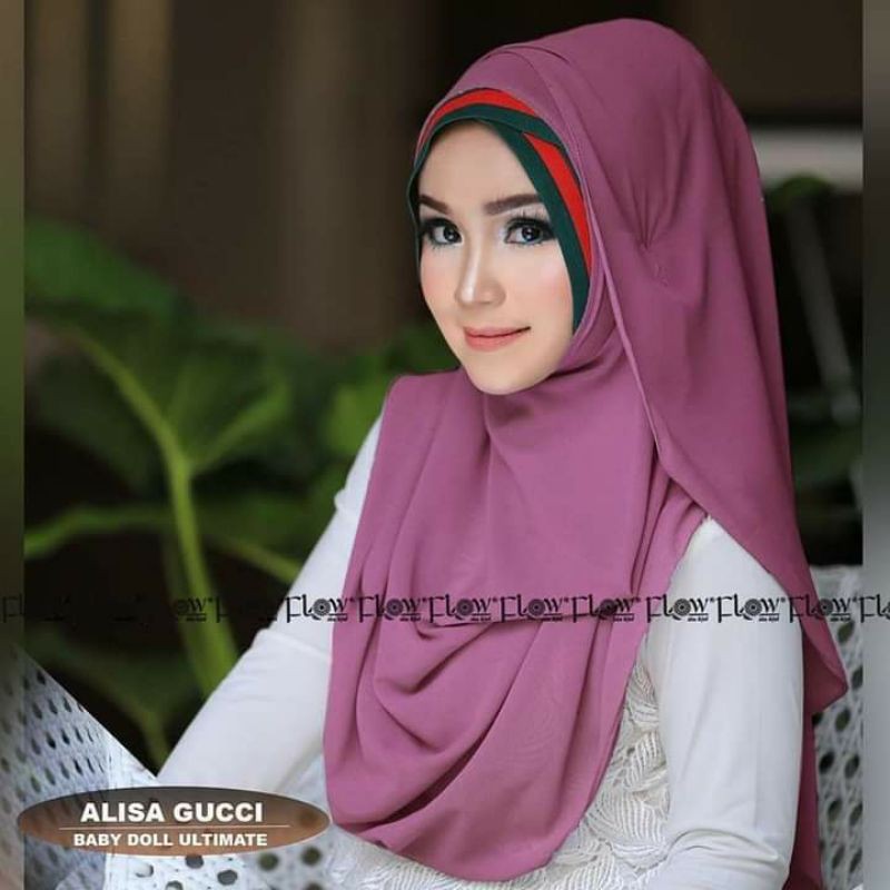 Hijab Jilbab Polos Motif instan 2 loops Alisa Gucci Original Flow Idea