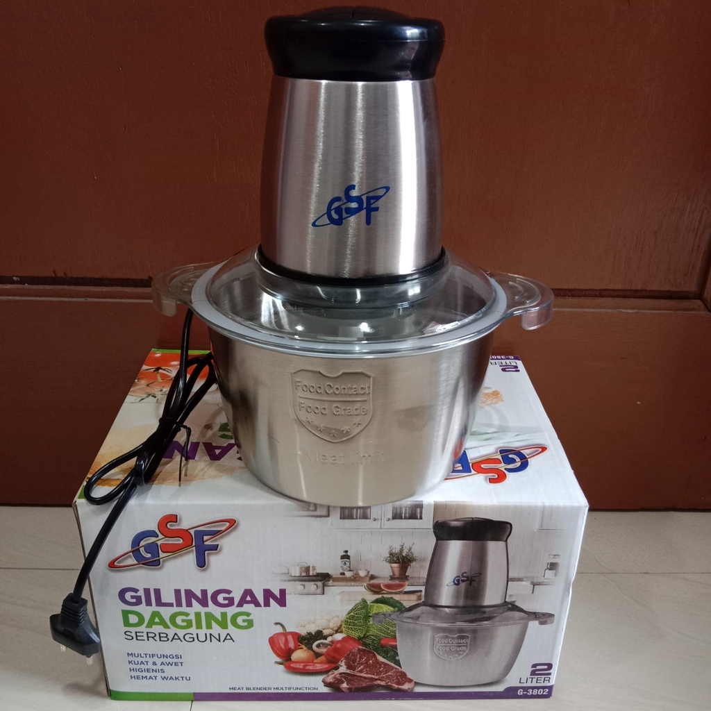 BLENDER DAGING STAINLESS GSF 3802 / BLENDER DAGING CHOPPER HAN BLENDER PRESS 2L BAJA TAHAN KARAT SERBAGUNA MULTIFUNGSI GSF G-3802