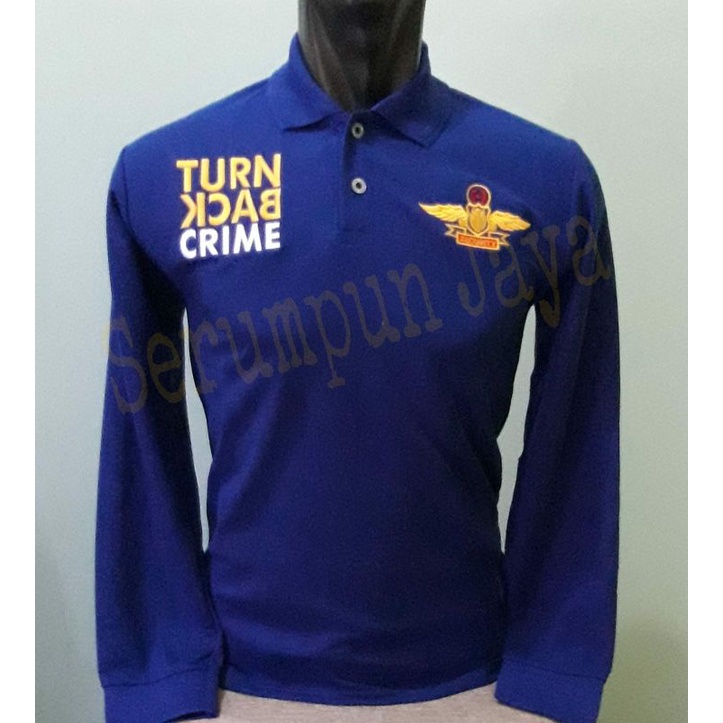 KAOS TBC SECURITY WINGS PANJANG - KAOS KERAH TBC WINGS SECURITY BIRU PANJANG FULL BORDIR