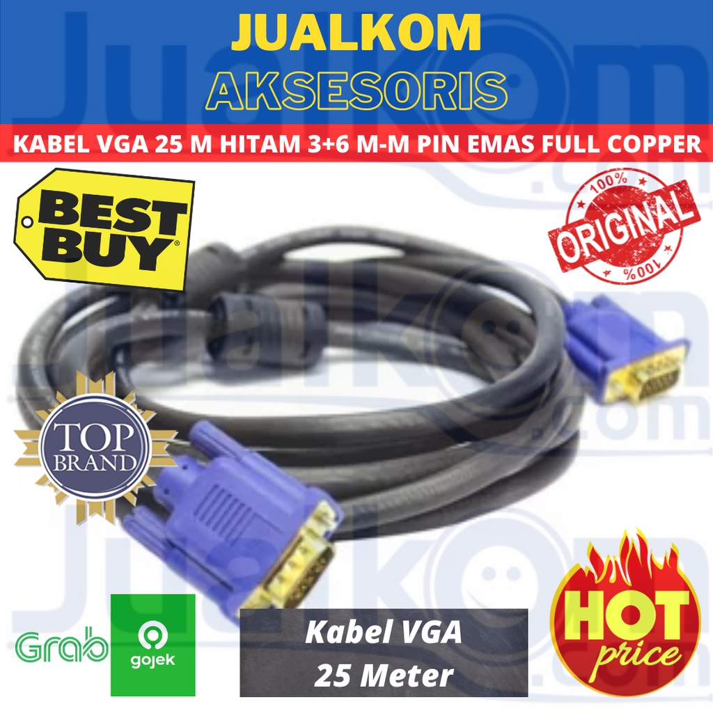 Kabel VGA 25 Meter M-M Gold Pin (3+6) Full Copper