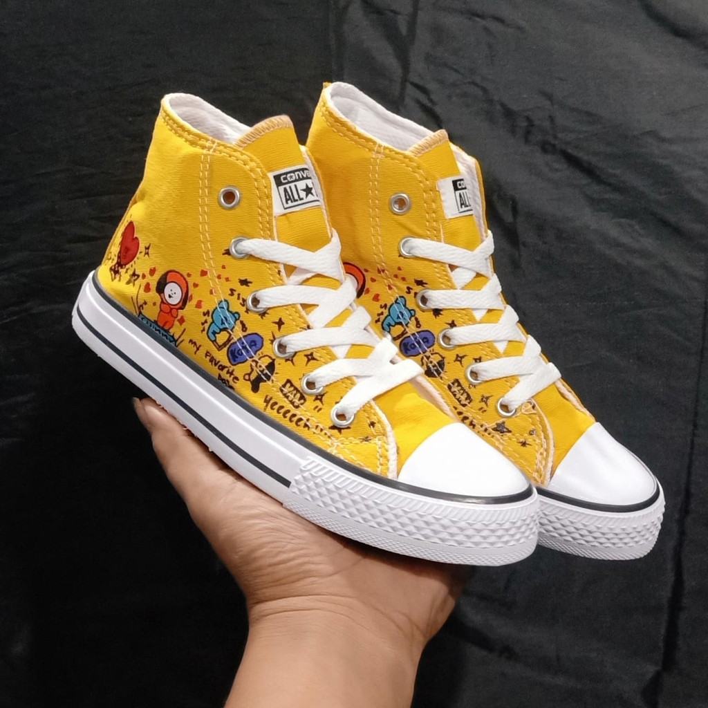 Sepatu anak Sneakers high boots BT21 import Fashion Casual Terbaru Murah laki laki dan Perempuan COD