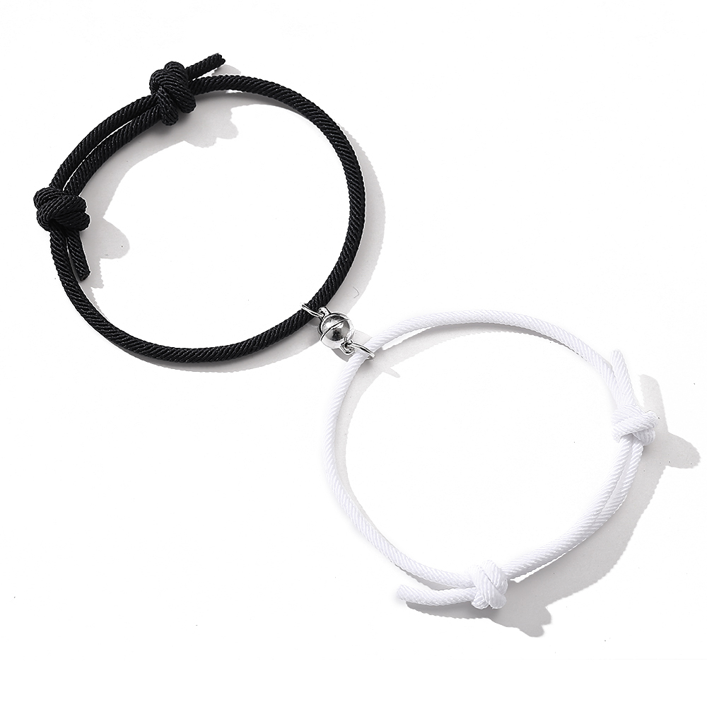 YEEZII Sepasang (2 buah) Gelang Pasangan Magnet Couple Leather Bracelet Koneksi
