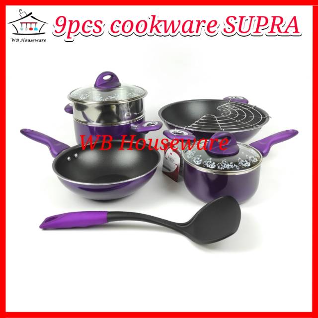 Panci Set Supra 9pcs / Panci Awet Merk Supra / Supra Cookware Set 9pcs