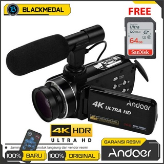 Andoer Kamera 4K 30MP Ultra HD Genggam DV Kamera Video Digital Profesional Camcorder Sensor CMOS 3.0 Inci Monitor IPS Menembak Meledak