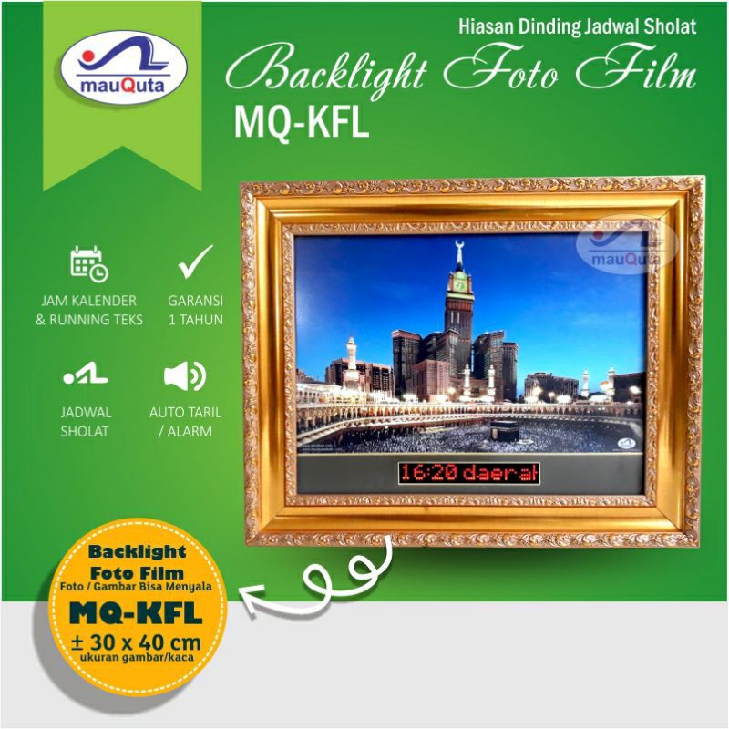 mauQuta MQ-KFL Jam Digital Jadwal Sholat Adzan Auto Tartil Running Text