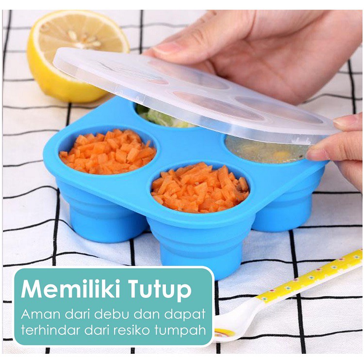 BabyQlo Collapsible Silicone Baby Food Trays Ice Cube Tray