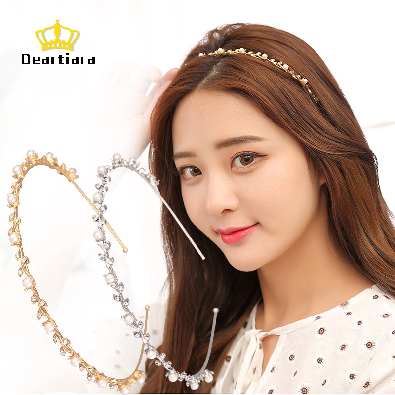 Deartiara Mutiara jepit rambut bando Berlian Gaya Korea Wanita headband Aksesoris Rambut