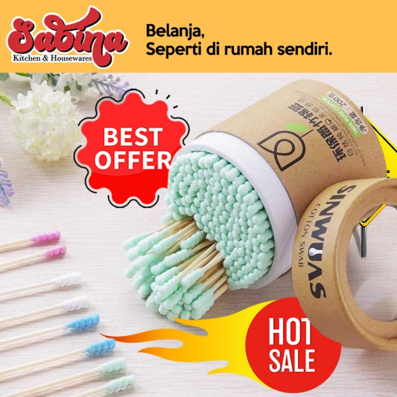 Cotton Buds Bambu Pembersih Telinga Korek Kuping 200 Pcs