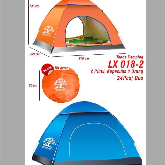 Tenda Camping Kemping Muat(4 Orang) Speeds Lipat Original Lx018-2