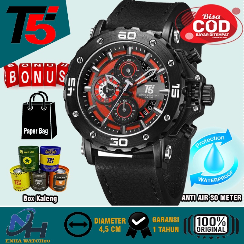 BAYAR DIRUMAH Jam Tangan Pria T5 Anti Air 3 ATM Tipe H 3641 Original model AC 9205 Arloji Cowok Laki
