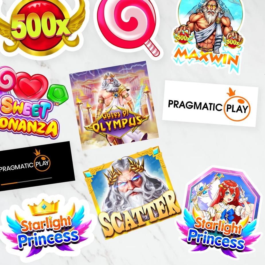 [KODE PRODUK 7BW5283] Stiker Pragmatic Play Pack Paket Sticker isi 10 Dengan Desain Sweet Bonanza Ka