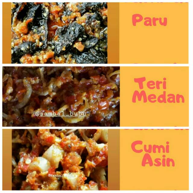 

SET SAMBAL 3 VARIAN, SAMBAL PARU, SAMBAL TERI MEDAN, SAMBAL CUMI ASIN - DAPUR BUBU