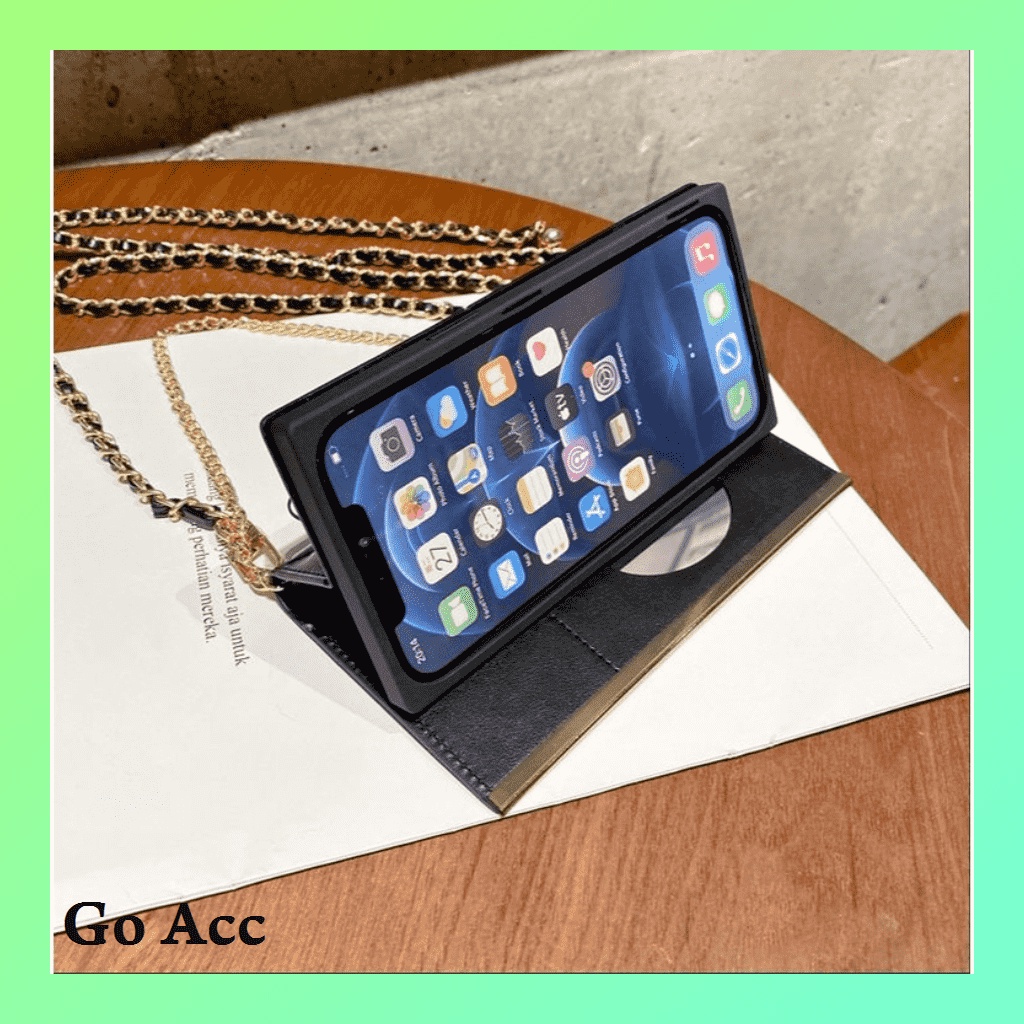 Case Dompet Tas Hitam Iphone 7 8 7+ 8+ 7plus 8plus plus X Xs Xr Xs Max 11 12 13 14 14+ Plus Pro Max Flip casing FH50