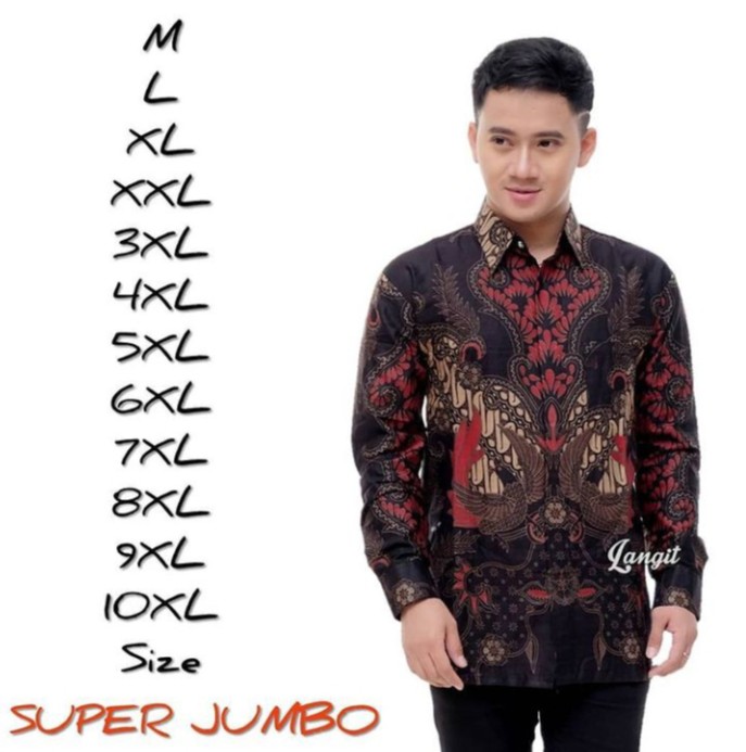 Baju Batik Pria Jumbo Big Size M-5xl Kemeja Batik Lengan Panjang Katun Berkualitas 03