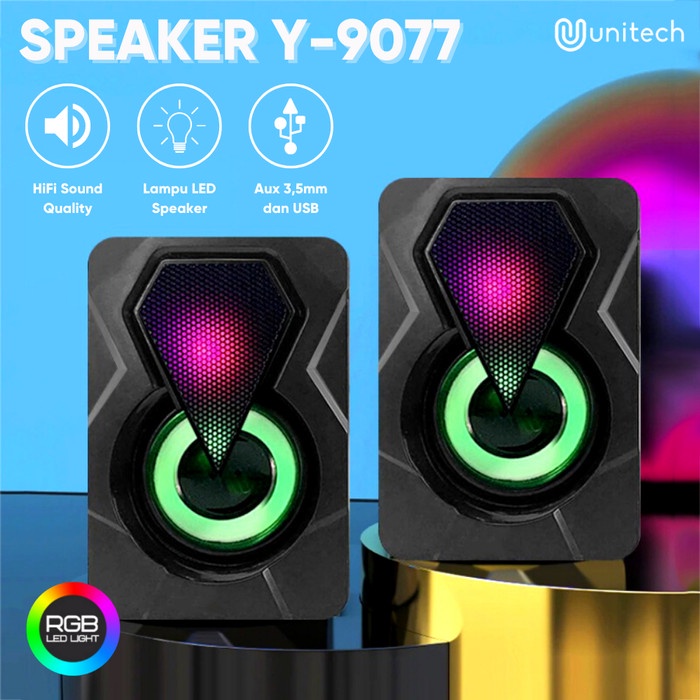 Speaker Desktop Mini Multimedia Unitech Y-9077 Speaker Komputer Audio(N0I0) Speaker MiniBulat Full R