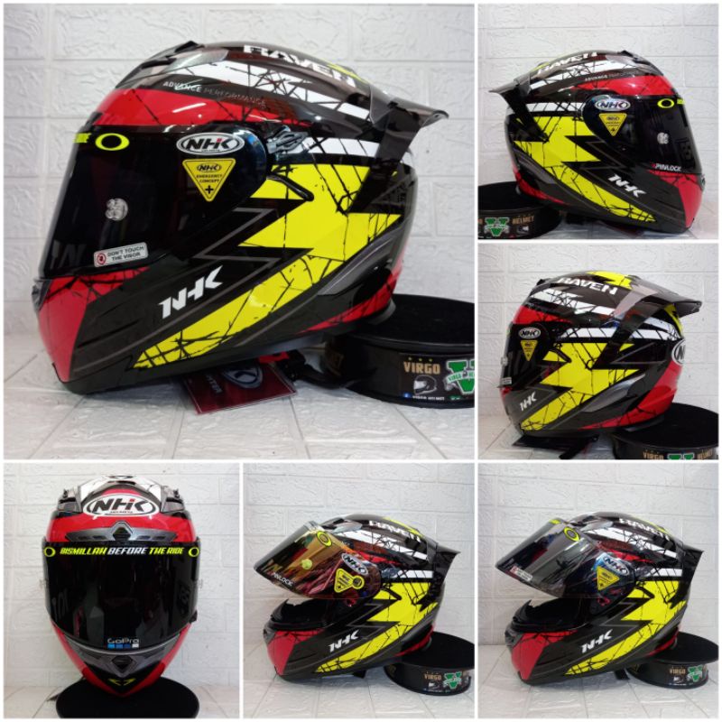 NHK RX9 MOTIF RAVEN BLACK RED PAKET GANTENG VISOR IRIDIUM + SPOILER