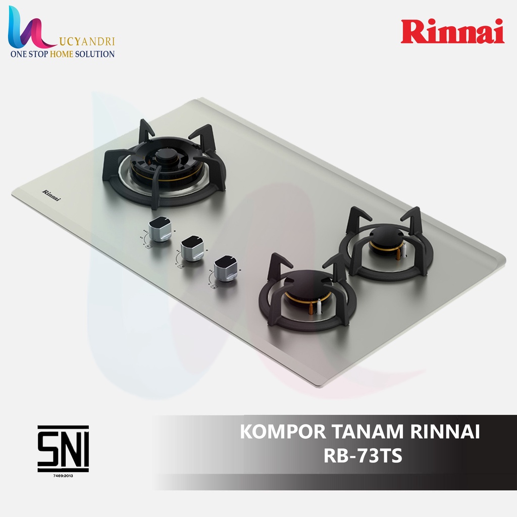 Kompor Tanam Rinnai RB 73 TS / Kompor Tanam 3 Tungku Rinnai Stainless