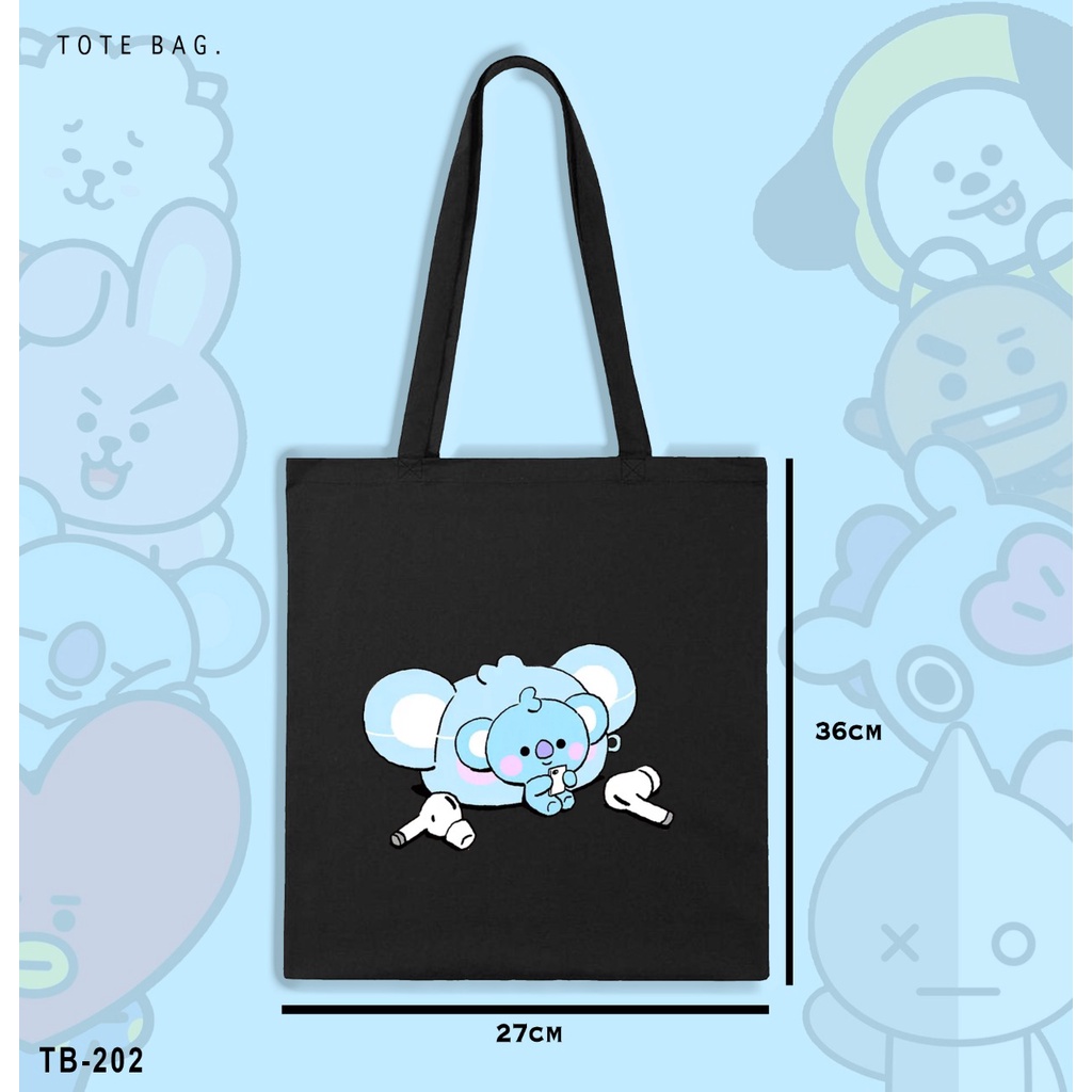 TAS WANITA/TOTE BAG KARAKTER BTS 21 /GAMBAR LUCU/REAL PICTURE/BISA UNTUK KULIAH/TAS IMPORT