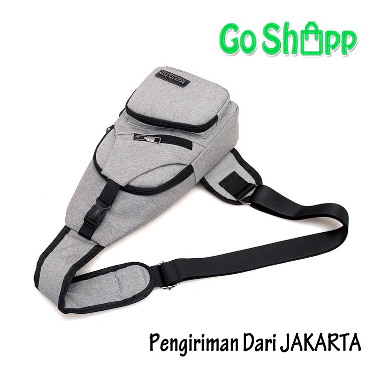 Tas Selempang Pria Kanvas Dengan Port USB  - Tas Cowok Import Premium High Quality - Tas Pria [TP02]