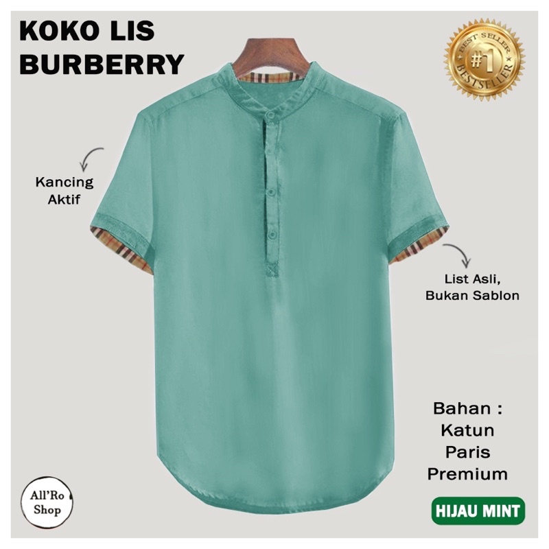 Baju Koko Baju Koko Pria Lengan Pendek Atasan Koko Muslim Baju Koko Lebaran Lis BURBERRY ARS 11534(F
