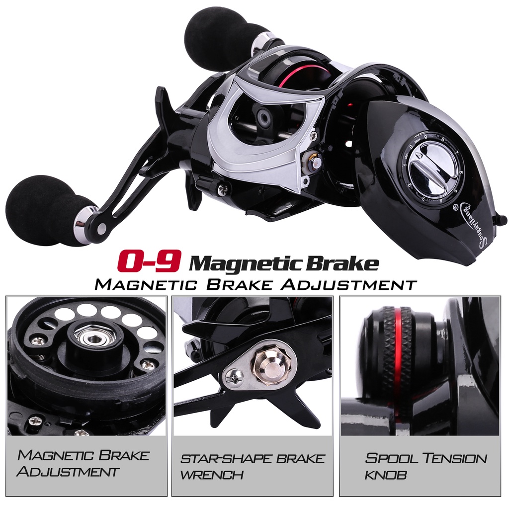 18 + 1BB Fishing Reel Baitcasting Fishing Reel 6.3: 1 Rasio Gigi Untuk Memancing Di Luar Ruangan