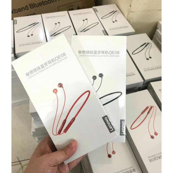Headset Lenovo Neckband Bluetooth QE08 Earphone
