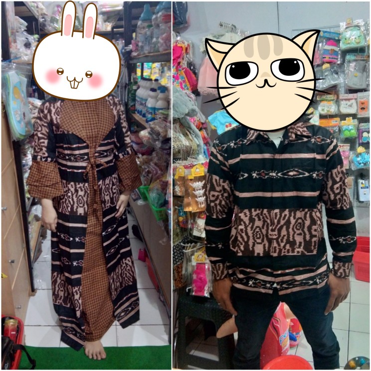 Batik Couple Keluarga Sania Ruffle Ori Ndoro Jowi Dnt Motif Songket Coklat