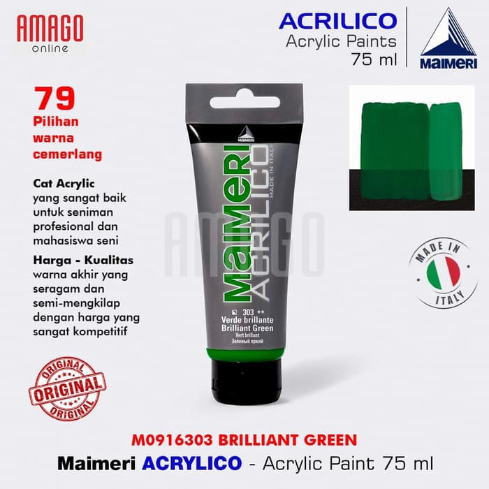 MAIMERI ACRILICO - ACRYLIC PAINT - BRILLIANT GREEN - 75ML - M0916303